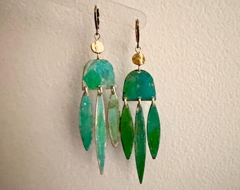 aura - brass patina chandelier earrings