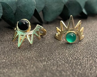 solana - brass and gemstone sunburst ring