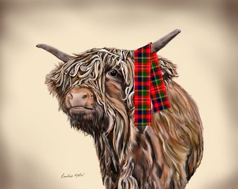 Highland Cow Cards, Scottish, Tartan, Highland Cows, Original Artwork, Unique, Cows, Animals, Funny, Cards, Scotland, Handmade, illustrated