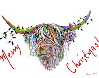 Highland Cow, Christmas Cards, Variety, Scottish, Scotland, Funny, Packs of Cards, Single Card, Made in Scotland. Free post. Unique designs
