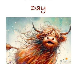 Father's Day Card, Dad, highland cow card, cards for men