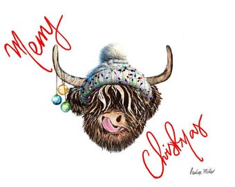 Highland Cow, Christmas Cards, Christmas cows, Highland Cows, Christmas Highland Cows, Scottish Christmas Cards, Made in Scotland