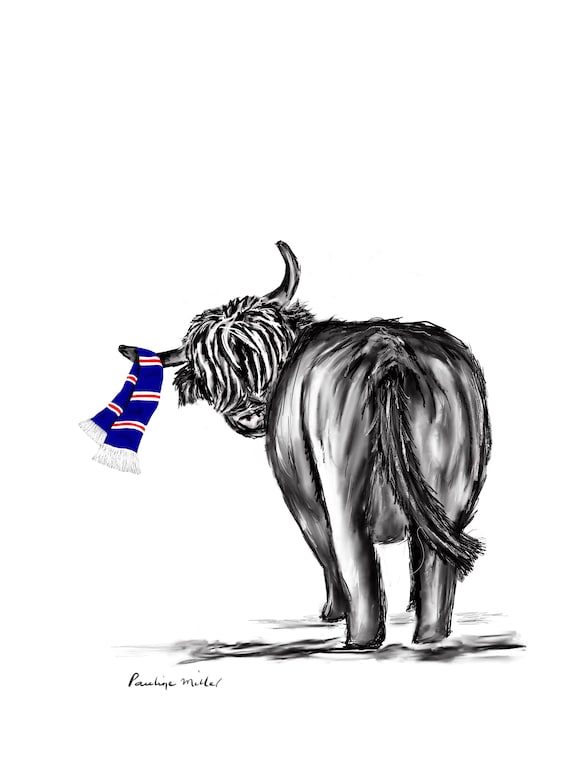 Rangers, Highland Cow Card, Rangers Football Card,  Scottish, Scotland, Rangers Card, Highland Cow, Cards for Men, Football