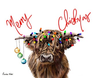 Highland Cow Christmas Card, Highland Cow, Christmas Cards, Scottish, Highland Cow, Scottish Card, Scotland, Funny, Made in Scotland, Cow