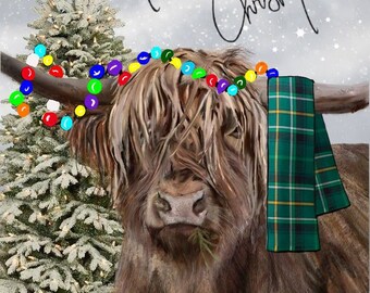 Highland Cow Christmas Card, Highland Cow, Christmas Cards, Scottish, Highland Cow, Scottish Card, Scotland, Funny, Made in Scotland, Cow