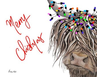Highland Cow Christmas Card, Highland Cow, Christmas Cards, Scottish, Highland Cow, Scottish Card, Scotland, Funny, Made in Scotland, Cow