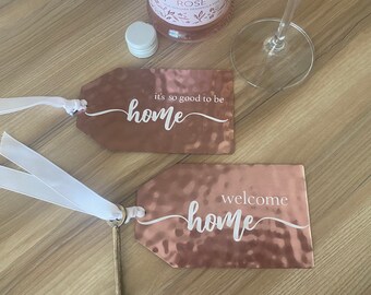 Ornament| Hammered Metal - Rose Gold Tag, house warming gift, home sign