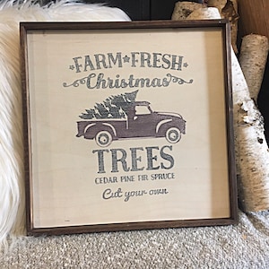 Farm Fresh Christmas Tree Frame Merry Christmas Board Christmas tree gift ideas holiday gifts image 1