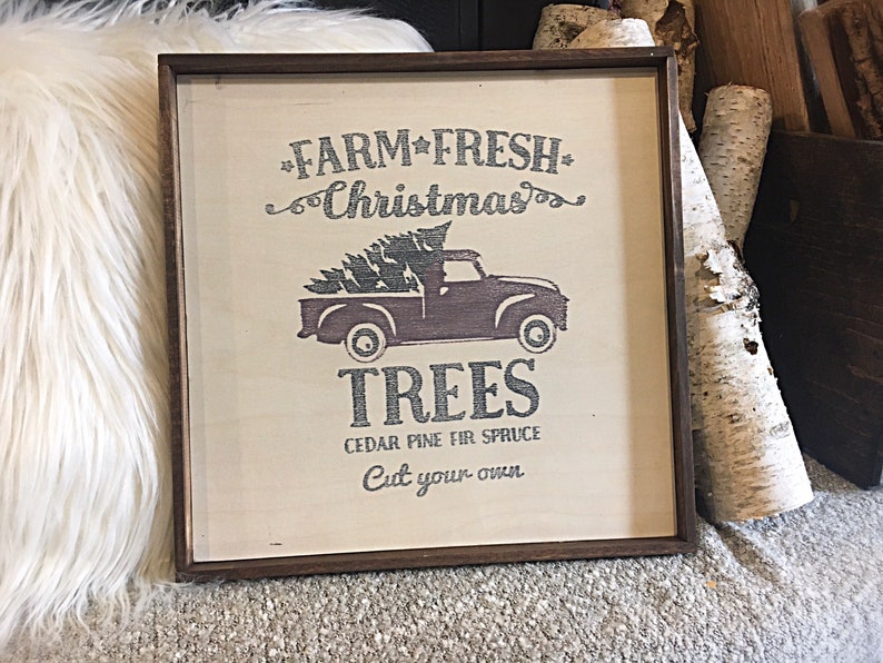 Farm Fresh Christmas Tree Frame Merry Christmas Board Christmas tree gift ideas holiday gifts image 1