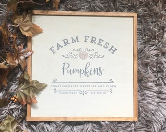 Farm Fresh, Pumpkins, Farmhouse, Rustic Wood Pumpkin Fall Sign, farmhouse decor