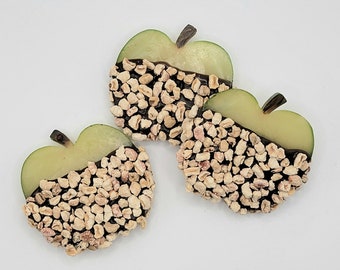 Fake Chocolate Apple Slices, Faux Chocolate Apples, Fake Food, Tiered Tray Decor, Faux Chocolate Apple Slices Set of 3, Fake Apples w/Nuts