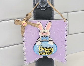 Happy Easter Tier Tray Sign, Spring Sign, Spring Decor, Easter Decoration, Easter Sign for Tiered Trays, Small Easter Bunny Sign Decoration