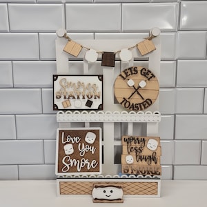 S&#39;more Tier Tray Decor, S&#39;more Decor, Let&#39;s Get Toasted, Smore Tier Tray Signs, Hand Painted Smore Tier Tray Set, Smore Signs for Tier Trays