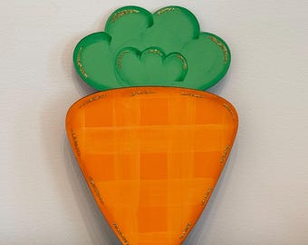 Hand Painted Carrot Attachment | Spring Interchangeable Decor | Wooden Carrot Sign | Easter Tiered Tray Decor | Farmhouse Spring Decoration