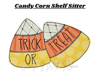 Estante de caramelos de maíz pintados a mano: decoración de Halloween para pedir dulces