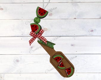 Watermelon Wood Scoop Decor | Summer Tiered Tray Decoration | Farmhouse Kitchen Decor | Watermelon Shelf Sitter | Rustic Summer Scoop