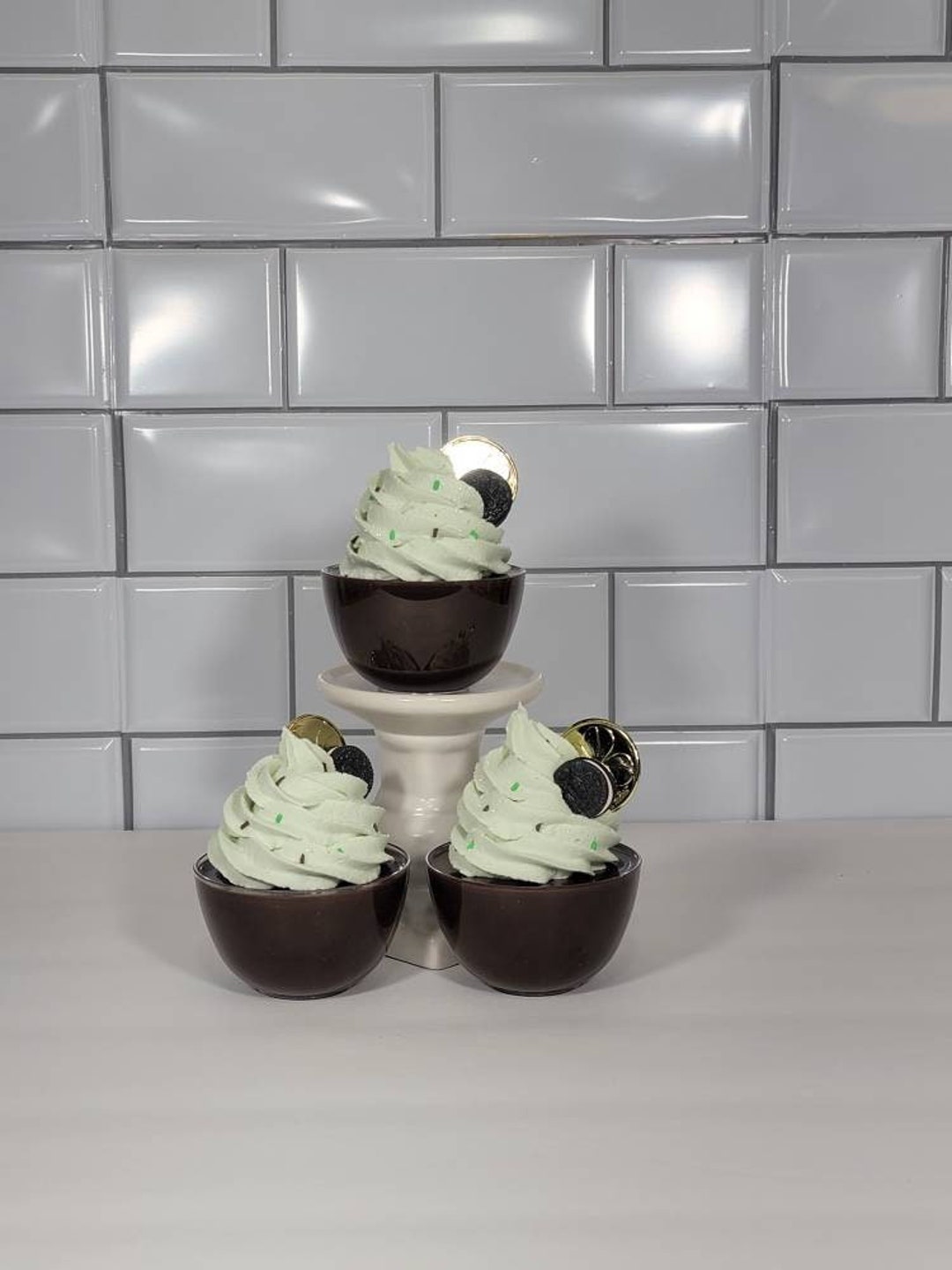Fake Pudding Faux St. Patrick's Day Chocolate Mint Pudding Cup, Fake Chocolate ...