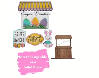 Interchangeable Easter Egg Market Stand, Easter Eggs Market Stand Shelf Sitter, Freestanding Easter Decoration, Inserts