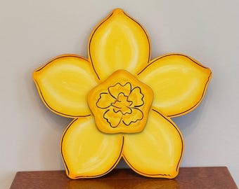 Daffodil Attachment, Spring Decor, Wooden Daffodil Sign, Hand-painted Floral Sign, Handmade Spring Decor, Porch Leaner Attachment