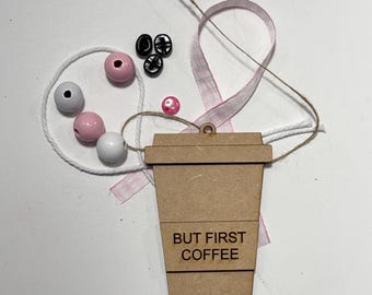 But First Coffee Tag DIY Kit | Coffee Bar Decor Craft Kit | Tiered Tray Coffee Sign | Farmhouse Coffee DIY | Wood Craft Kit with Tutorial