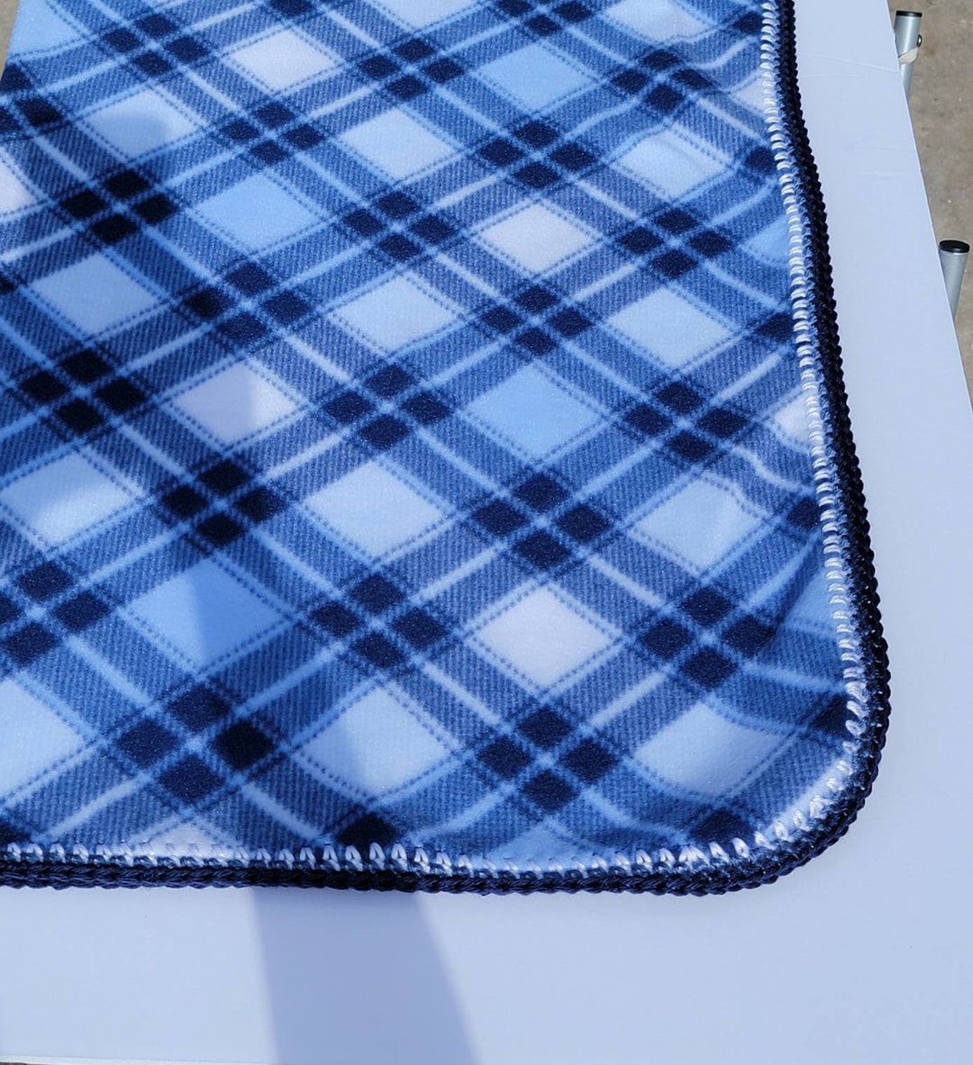 Fleece Baby Blanket Blue & White Check Fleece Baby Blanket Etsy