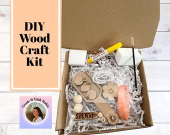 Peach Wood Scoop Craft Kit | DIY Summer Tiered Tray Decor | Hand-Painted Peach Scoop Kit | Rustic Farmhouse Peach Decor