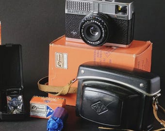1960s Agfa Silette LK Camera Agfalux Flash Boxed Set, Complete Vintage Photography Kit with Provenance One Shop Bremen, Rare Collector Gift