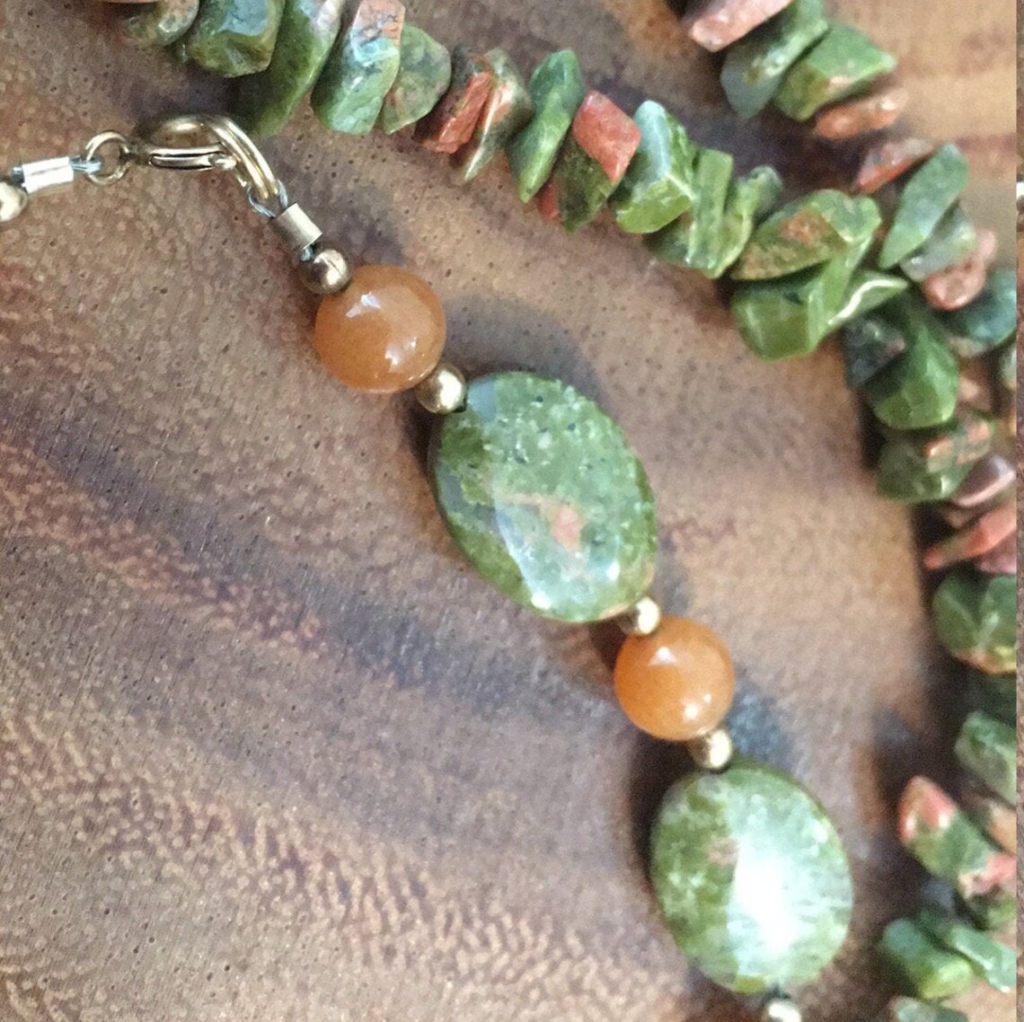Unakite and Apricot Quartz Necklace and Bracelet Etsy