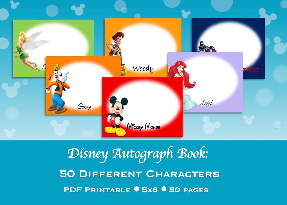 Disney Autograph Book Disney Printable Autograph Book | Etsy