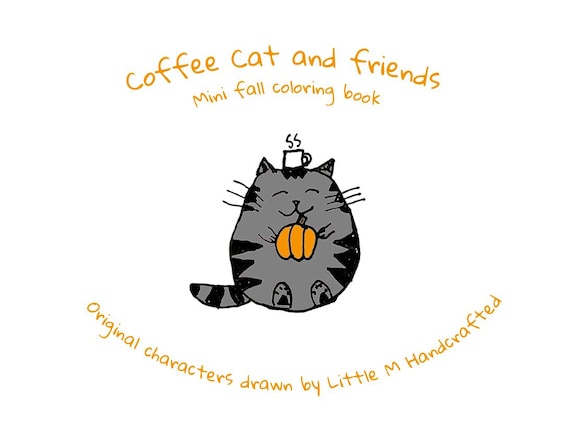 Coffee Cat and friends mini fall coloring book