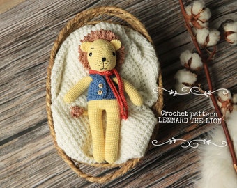 Lennard the lion crochet pattern, PDF amigurumi pattern, doll crochet pattern