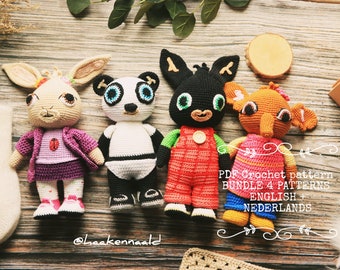 BUNDEL PDF Haakpatronen  , Bing, Sula , Coco en Pando , amigurumi crochet pattern dutch