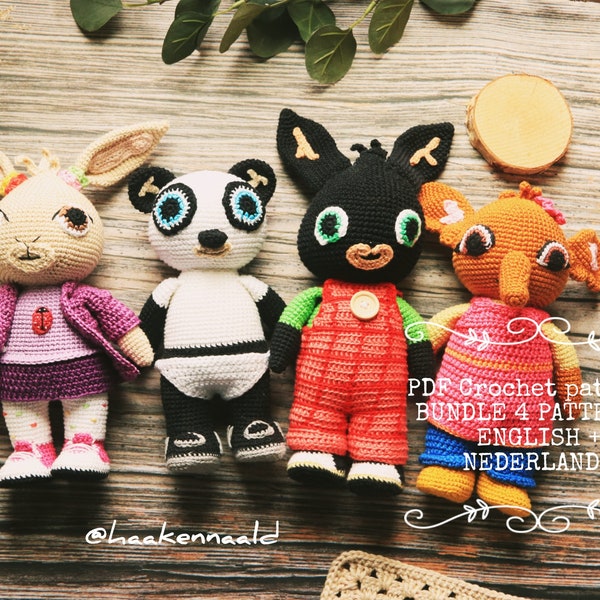 BUNDEL PDF Haakpatronen  , Bing, Sula , Coco en Pando , amigurumi crochet pattern dutch