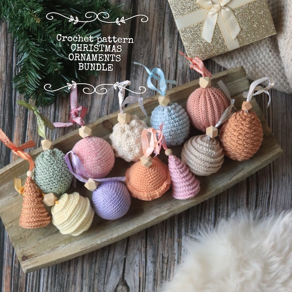 BUNDLE : Patrons de décorations de Noël au crochet, Décoration de Noël au crochet, Tutoriel crochet, Patrons de crochet PDF, Boules de Noël au crochet