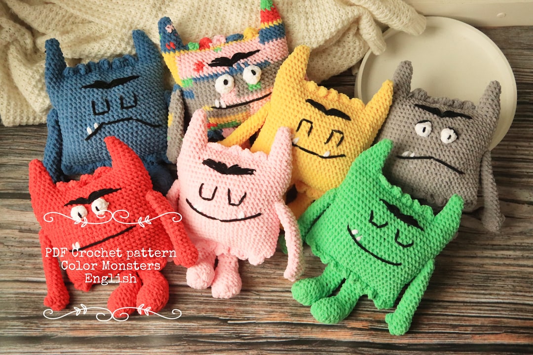 PDF Crochet Pattern the Color Monsters, DIY Emotion Monsters, Amigurumi