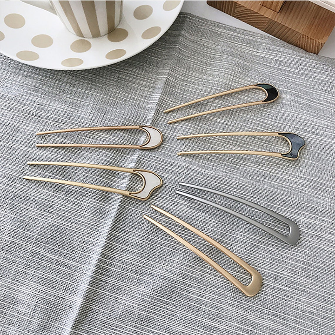 Japanese Style Hair Clips Irregular Metal Hair Clips Etsy