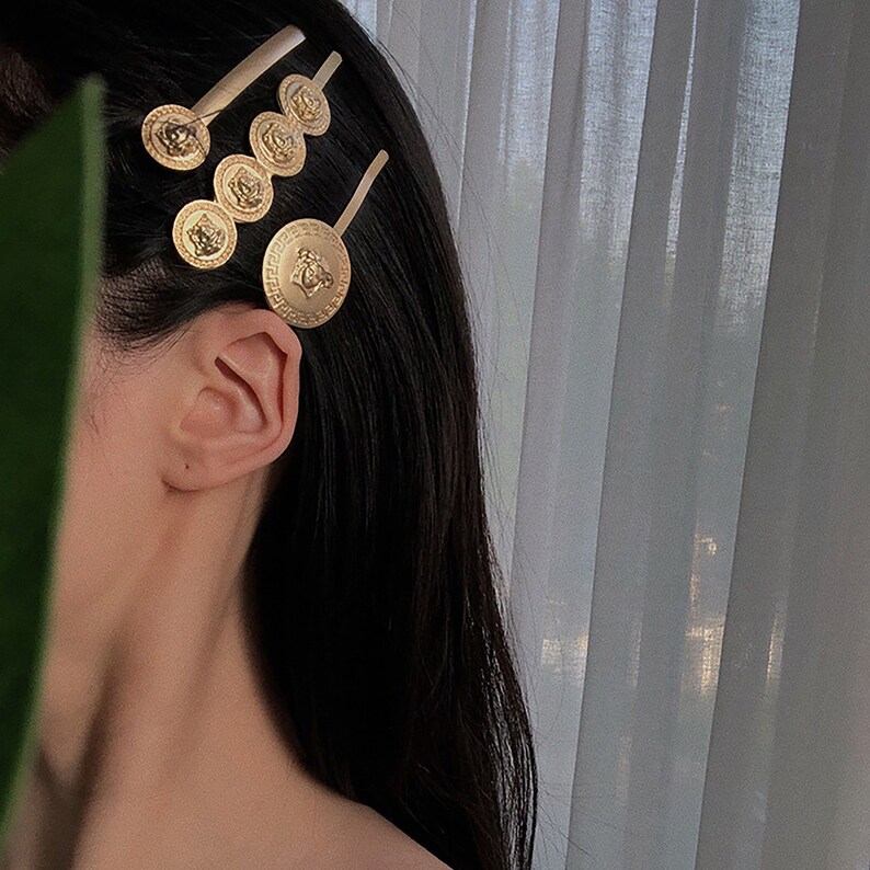 Vintage Coins Hair Clip Simple Hair Clips Gold Metal Hair Etsy
