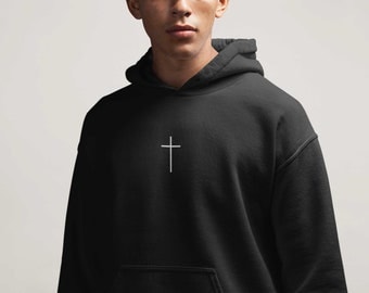 Männer Hoodie • Kreuz (Flock-Druck)