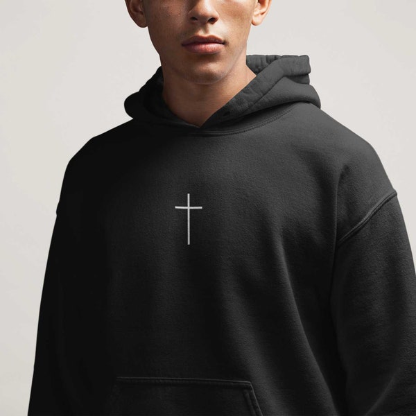 Männer Hoodie • Kreuz (Flock-Druck)