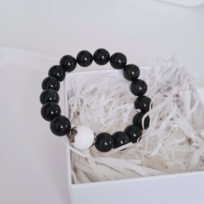 Black Obsidine 12mm Elastic Bracelet
