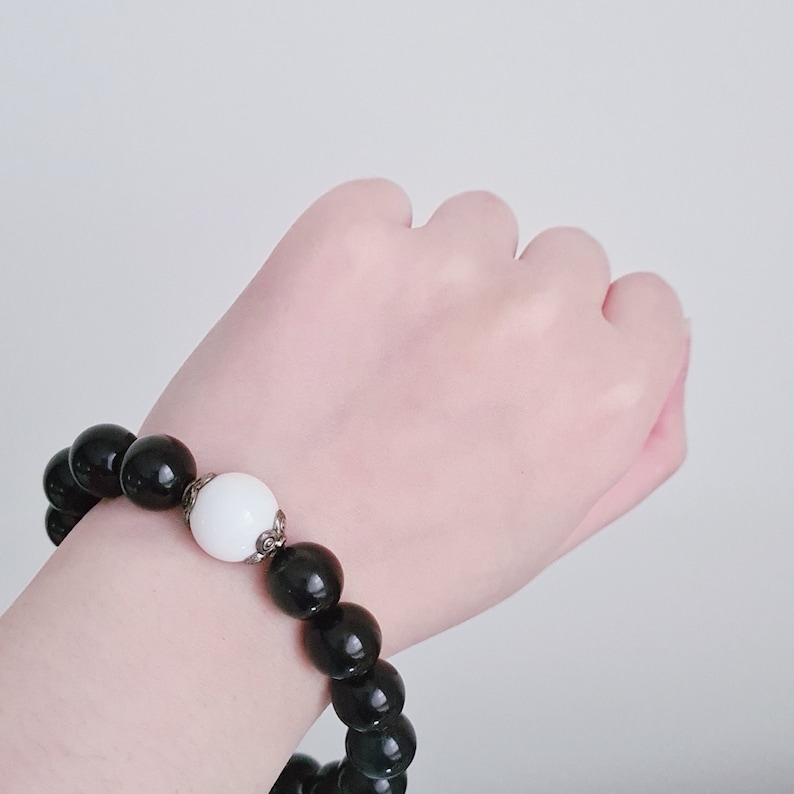 Black Obsidine 12mm Elastic Bracelet