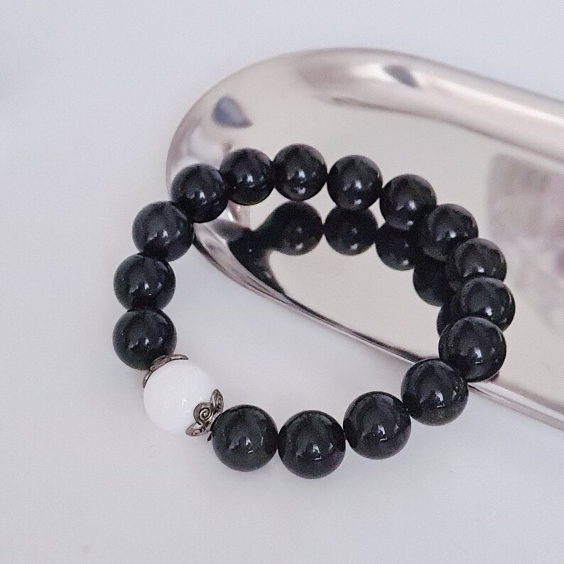 Black Obsidine 12mm Elastic Bracelet