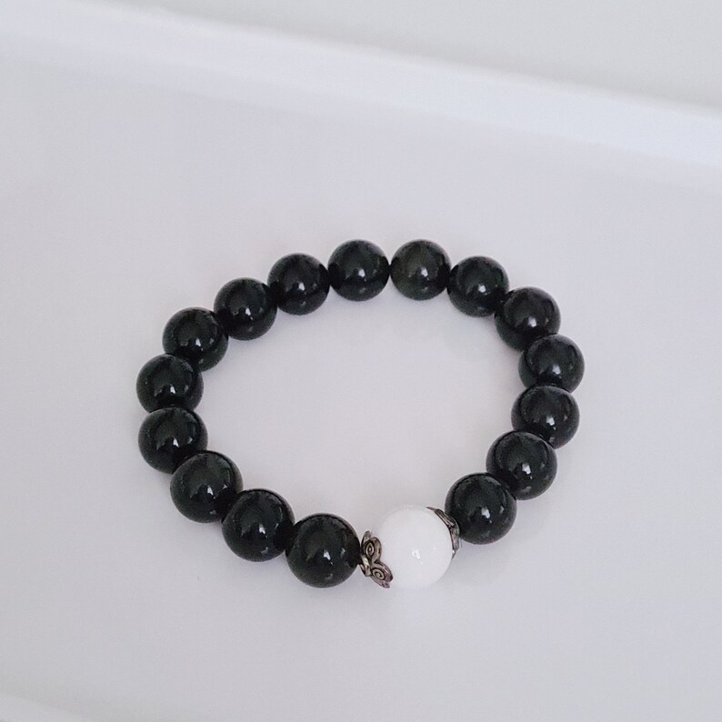 Black Obsidine 12mm Elastic Bracelet