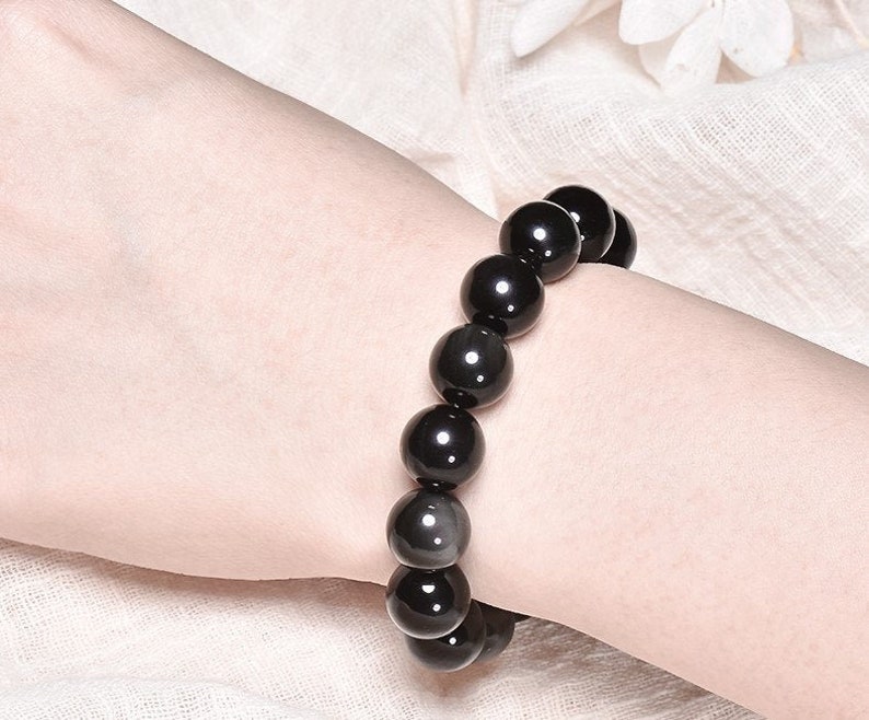 Black Obsidine 12mm Elastic Bracelet
