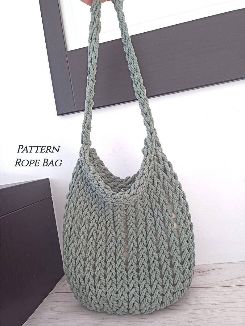 DIY Rope Bag Pattern Tutorial Crochet Rope Bag Chunky Etsy