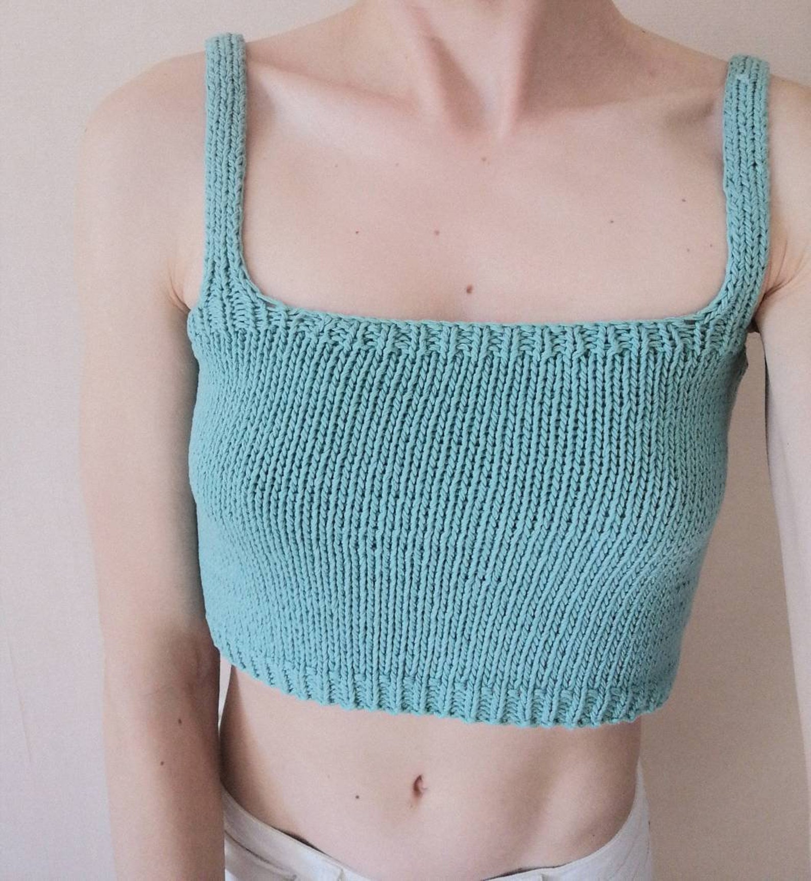 Knitting pattern Crop top square neck For beginner knitter Etsy