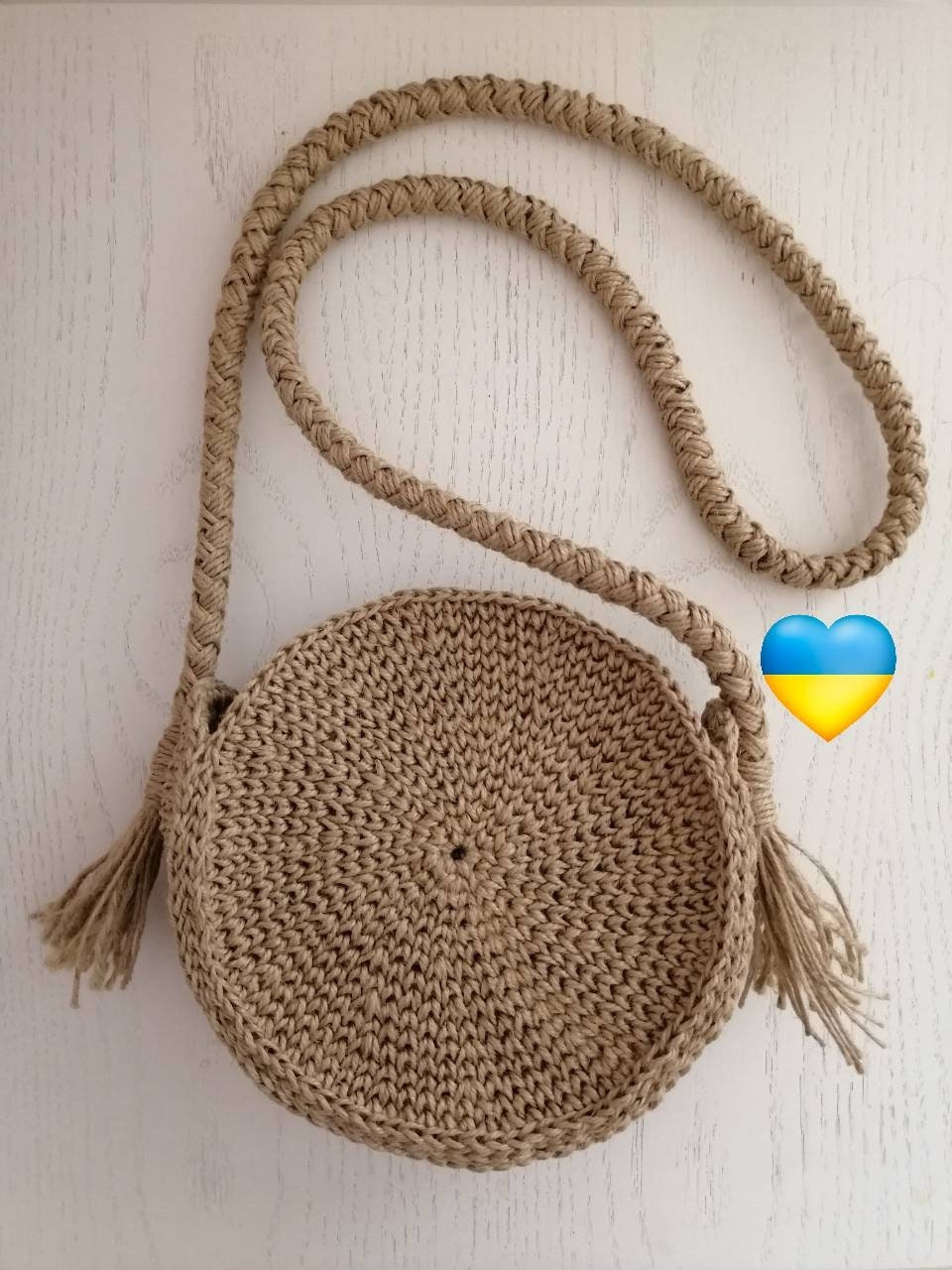 Crochet Round Jute Bag Crossbody Round 