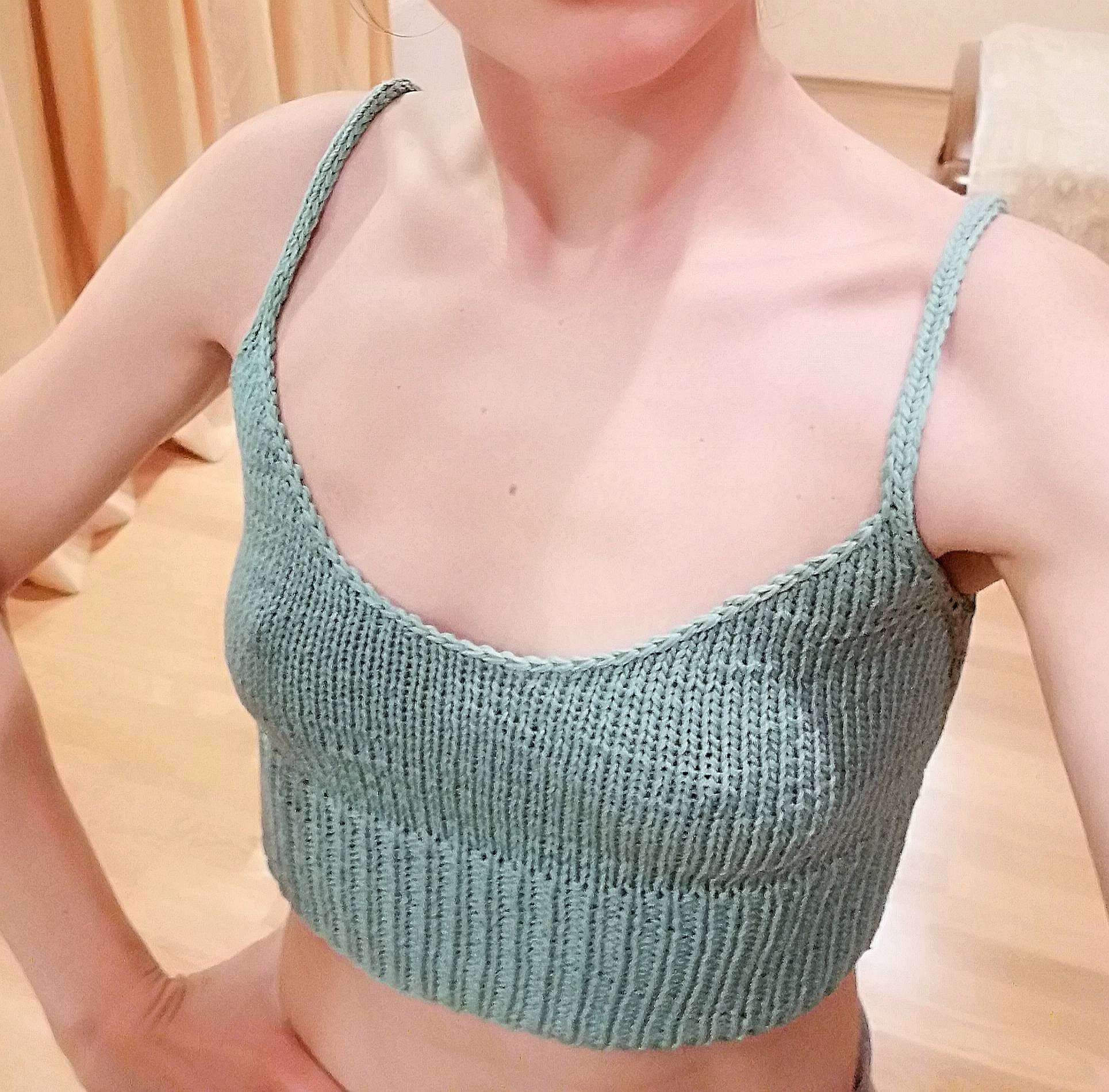 Organic cotton bralette Hand knitted bra V neck crop top Etsy