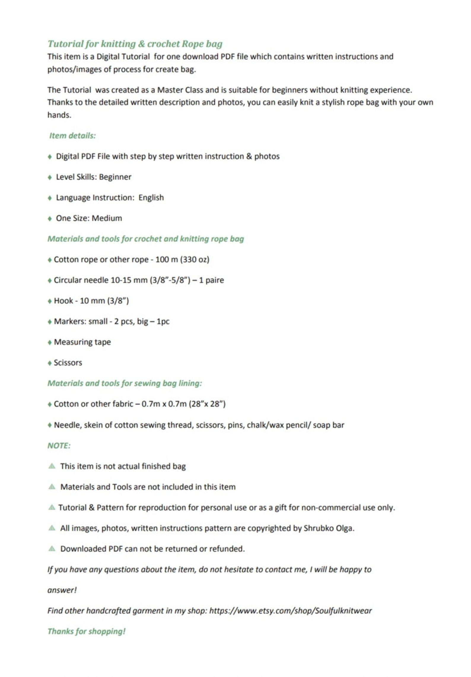 DIY Rope Bag Pattern Tutorial Crochet Rope Bag Chunky Etsy