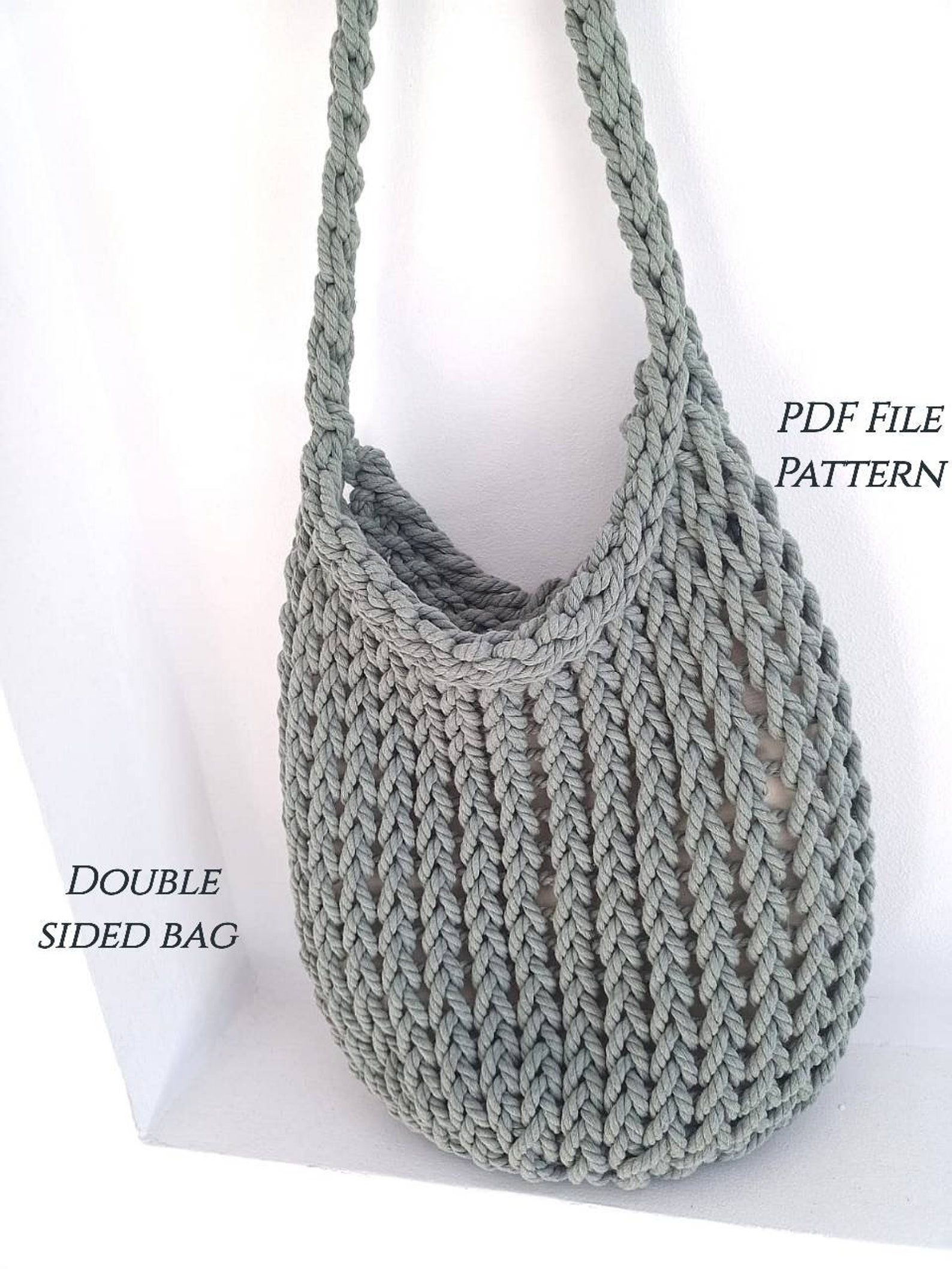 DIY Rope Bag Pattern Tutorial Crochet Rope Bag Chunky Etsy